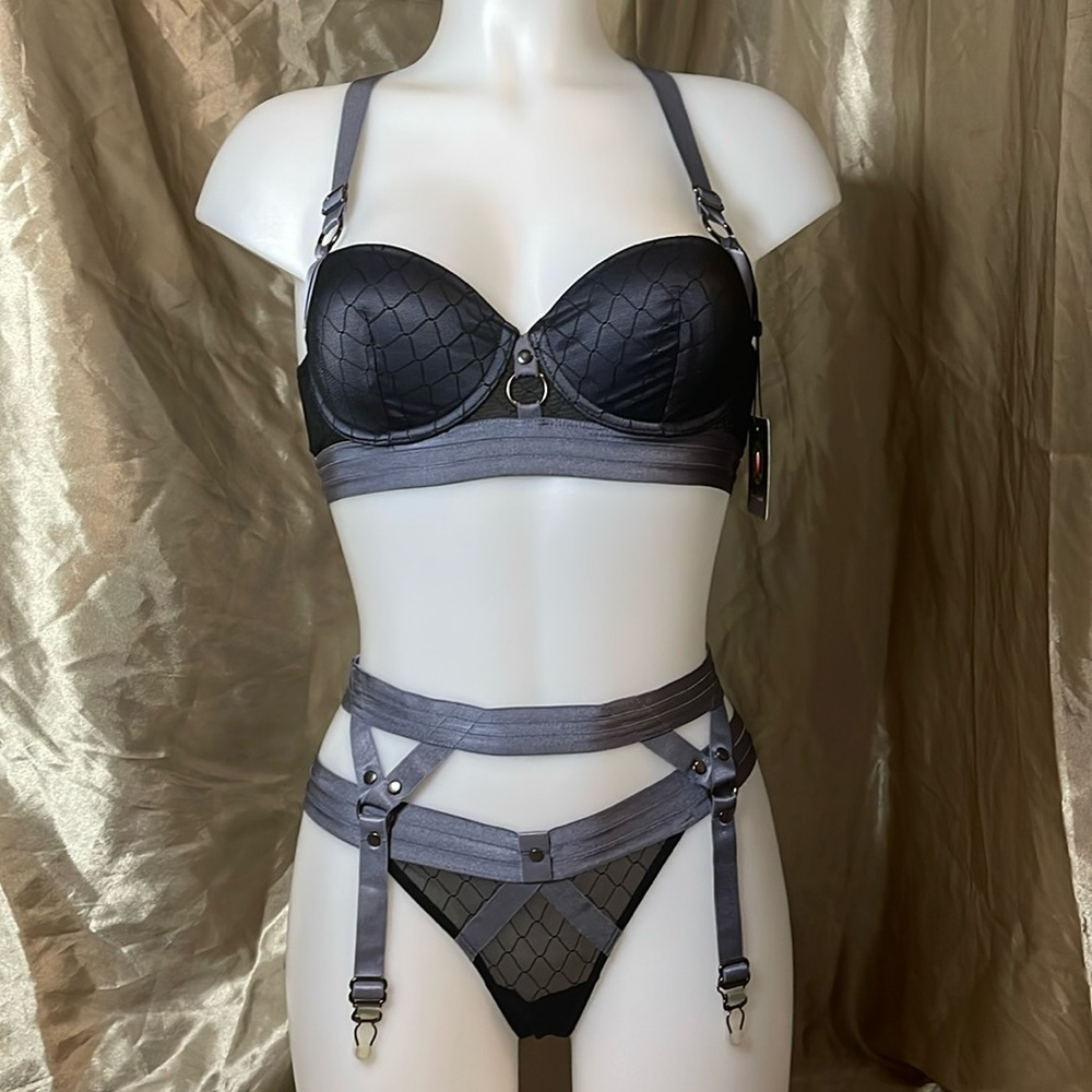 Honey Birdette Vintage Harnessed Grey 3 PC Set